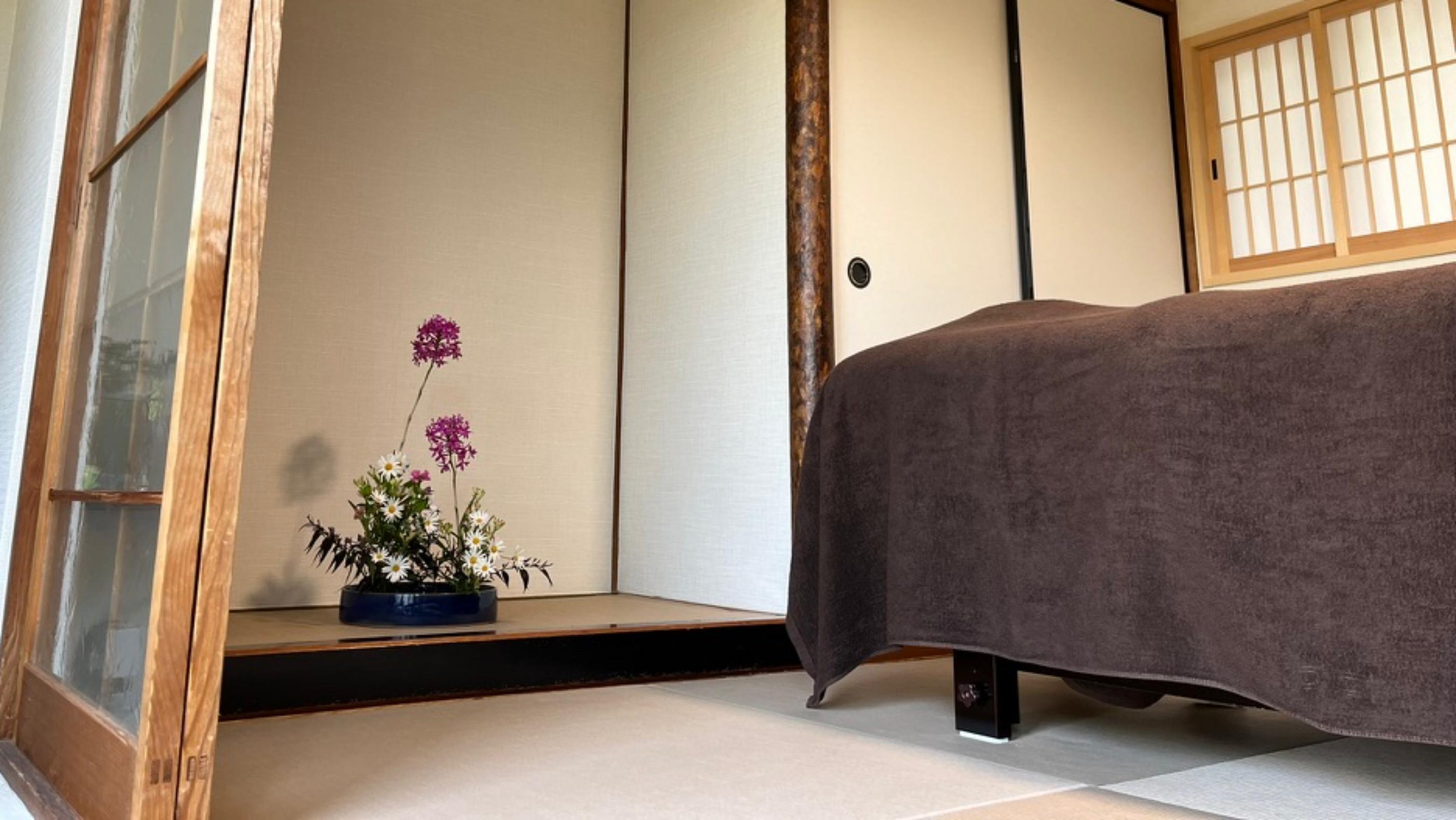 Quiet Japanese tatami therapy room prepared for Reiki healing session near Osaka